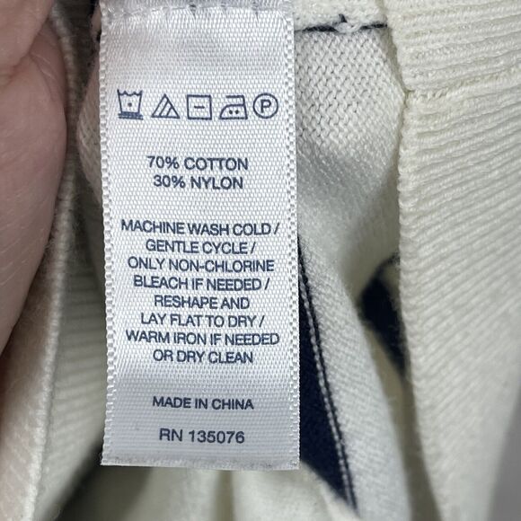 C Wonder Cardigan Sweater Small Blue White Stripe V-neck Preppy Nautical Coastal - Picture 4 of 9